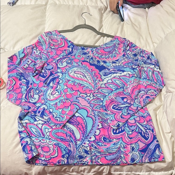 Lilly Pulitzer Tops - Lilly Pulitzer Pink and Blue Mermaids Call Neon Long Sleeve Top NEW XL 14 16 NWT